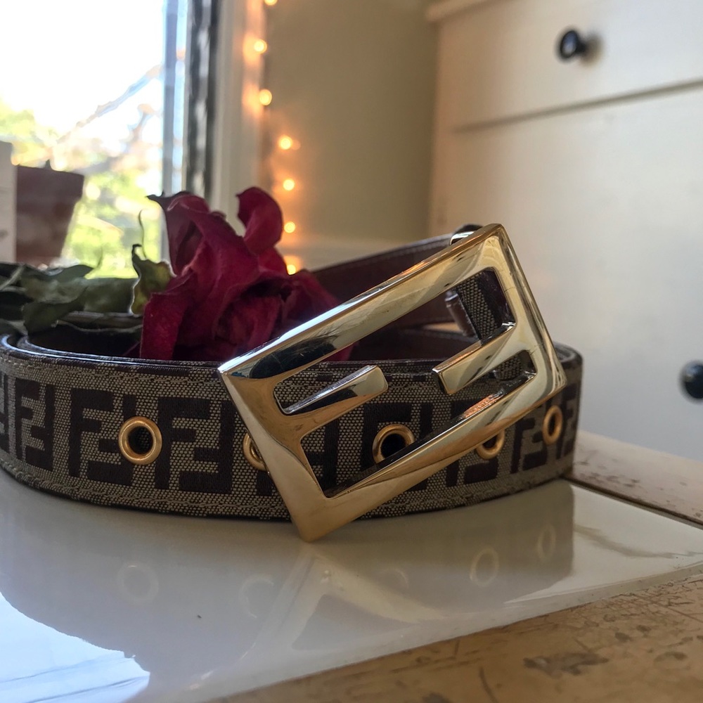Vintage Authentic Leather Monogram FENDI belt